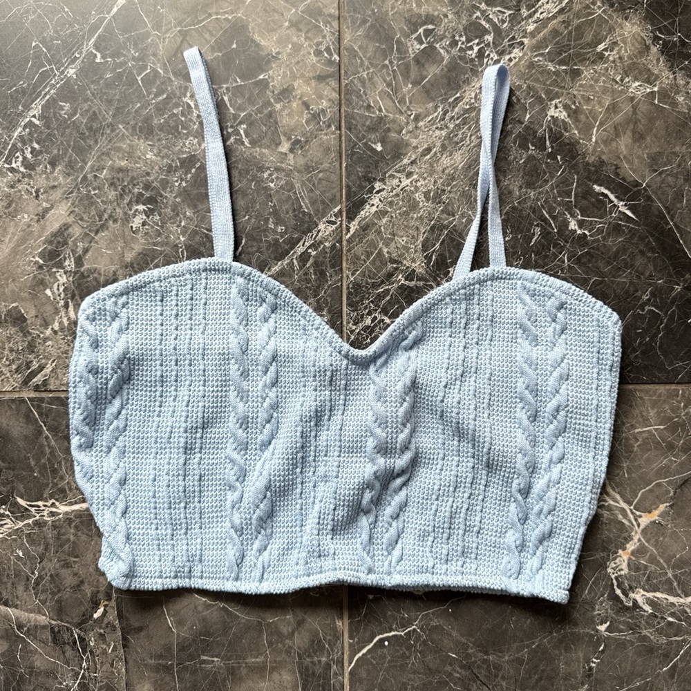 Zara Light Blue Knit Corset Top (Size My